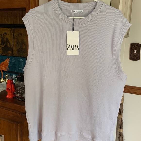 Zara lavender sleeveless‎ ribbed stretch  top. NWT - Picture 1 of 4